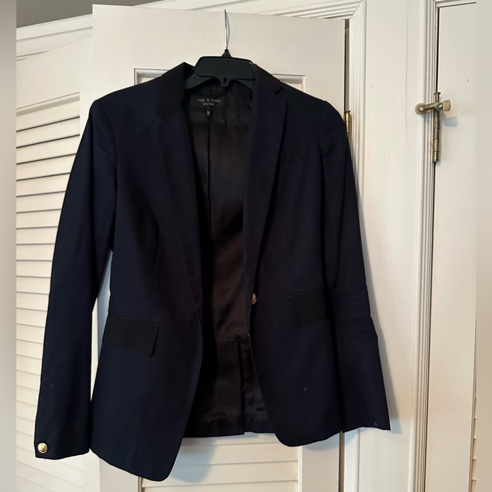 Rag & Bone navy blazer with black trim - Size 0